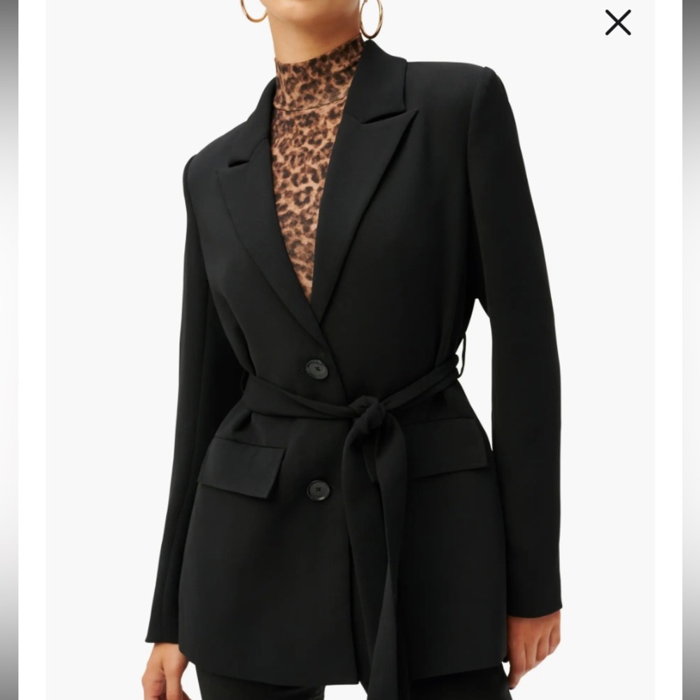 Good American Black Belted Blazer Jacket